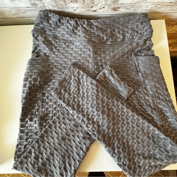LA + IMAGE XL Misses Honeycomb Textured Gray Women's Workout Leggings EUC - Picture 8 of 8